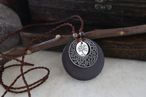 Open image in slideshow, Round Wood Necklace
